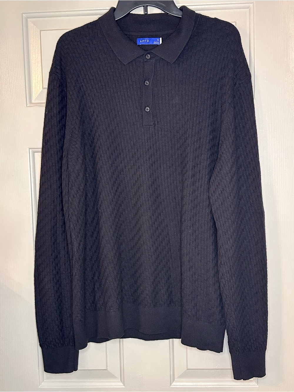 Apt. 9 Black Textured Polo Sweater